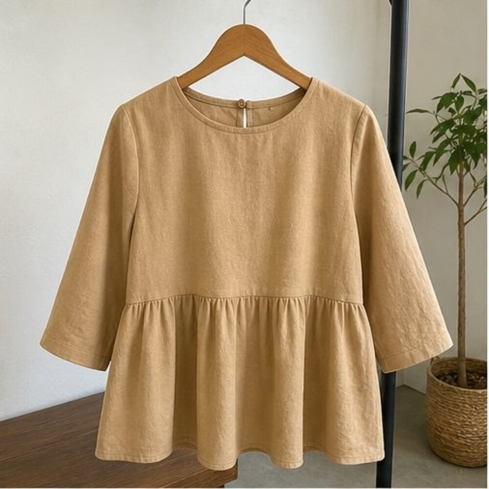 Camel Button Blouse